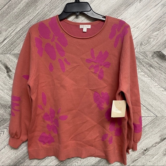 14th & Union Floral Jacquard Knit Sweater Oversize - Picture 3 of 7